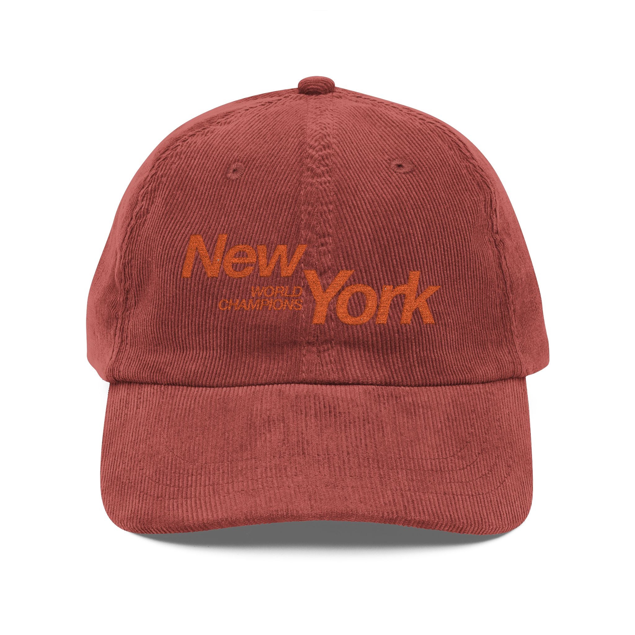 Vintage Corduroy Baseball Cap — Embroidered "New York" Retro Logo